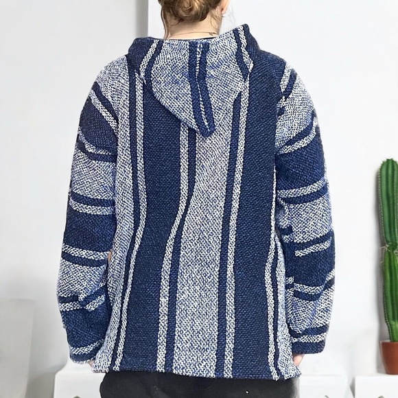 Artesanias Cuamatzi Blue Classic Mexican Baja Hoodie Pullover - Picture 7 of 16
